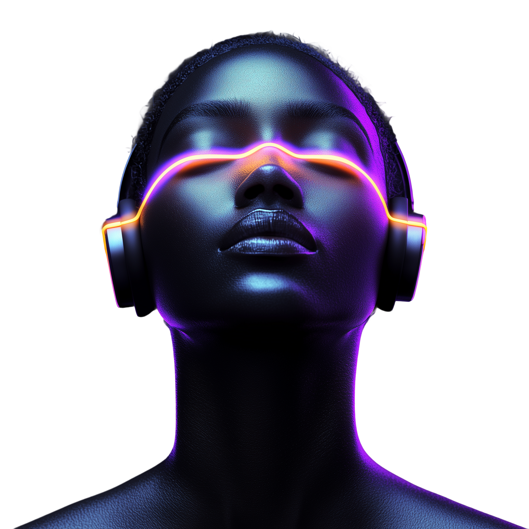 Person with neon headphones