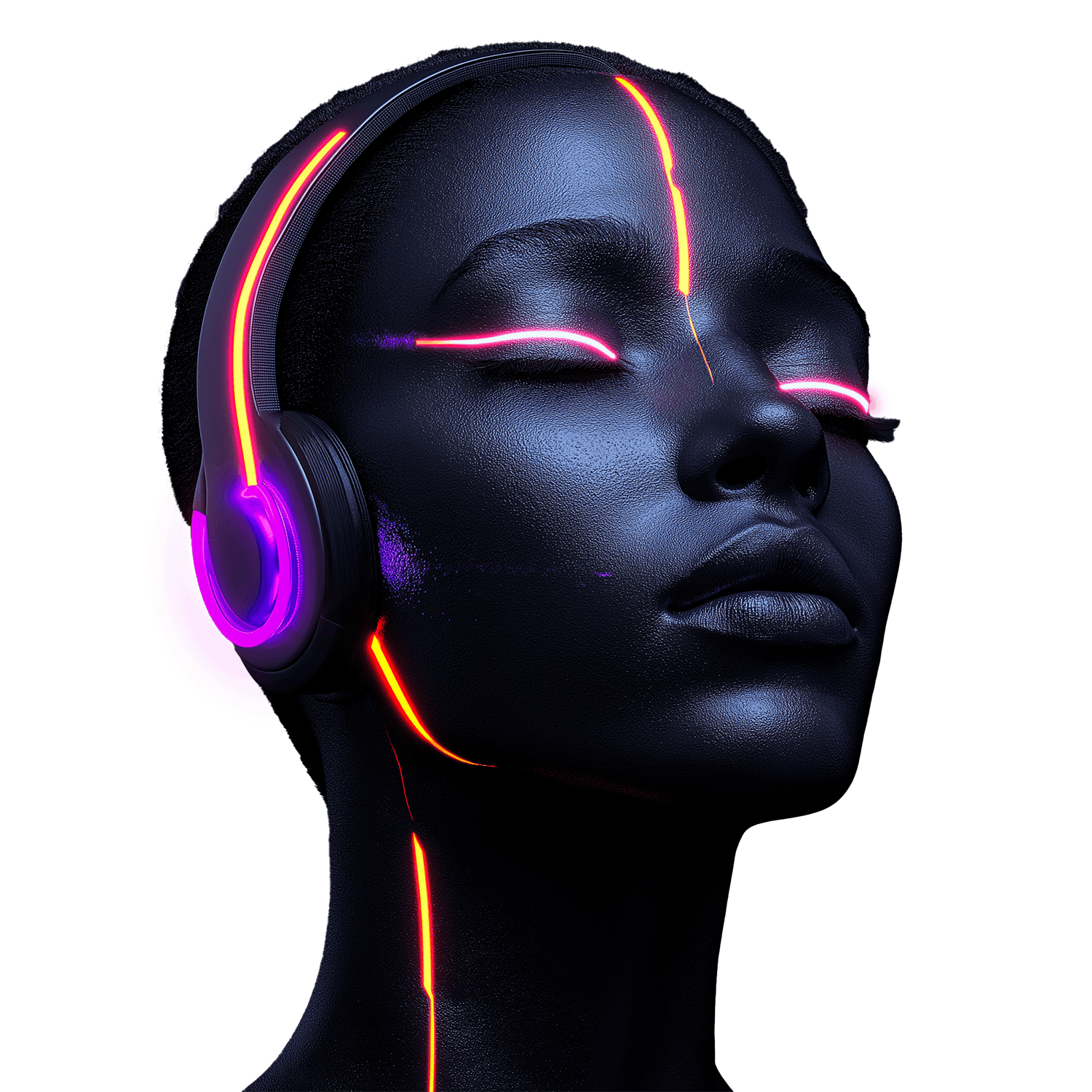 3D Character with Neon Headphones